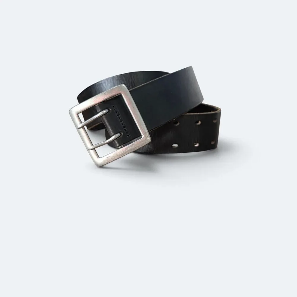 Banana Republic Men's Italian Leather Belt Double Prong Buckle Black Size 36